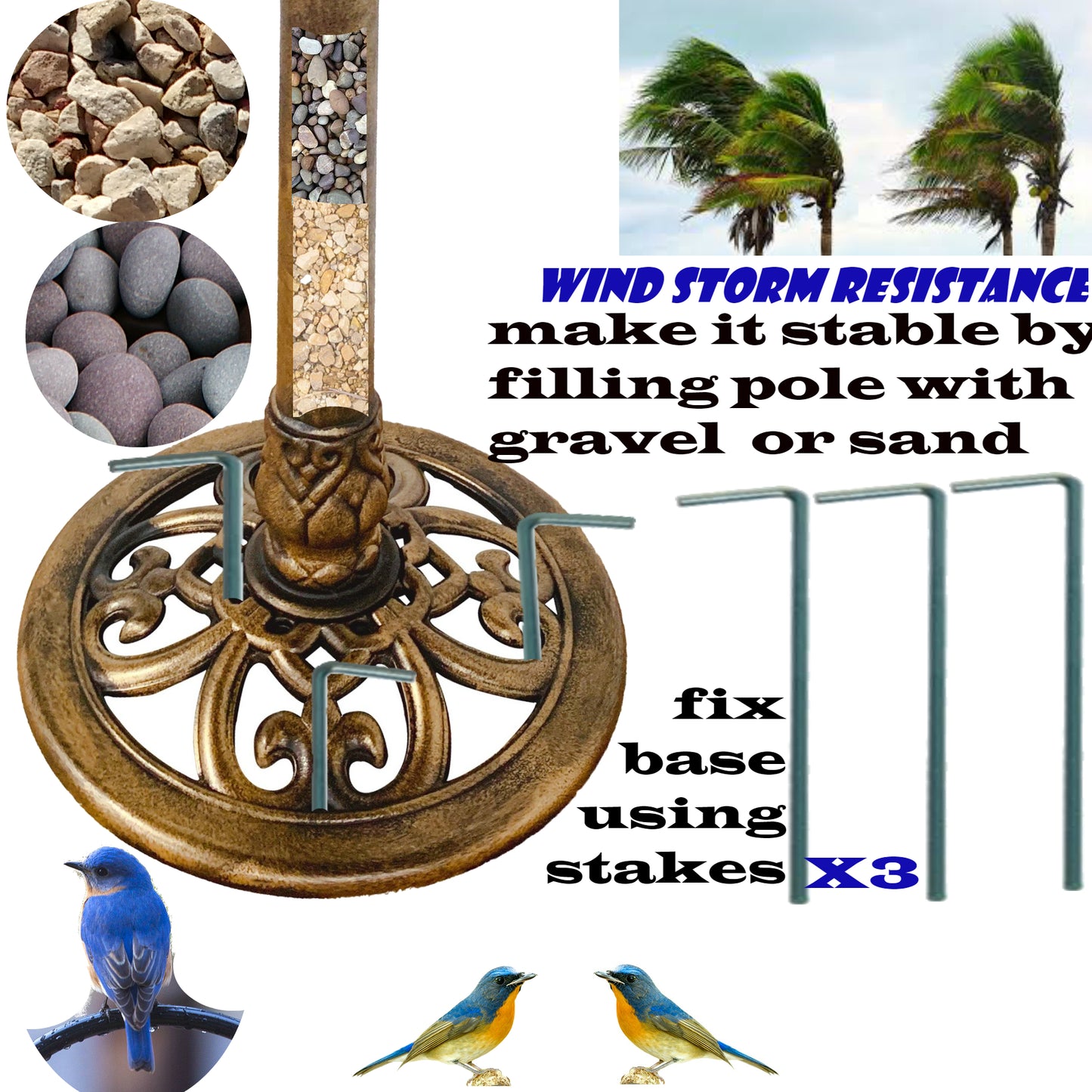 Verdigris Lily Leaf Pedestal Outdoor Garden Floral Bird Bath Decoration Accent