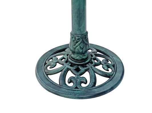 BTExpert Birdbath Green 28" Pedestal Antique Resin Outdoor Garden Décor with Fleur-de-lis Accents