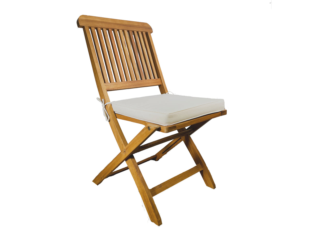 BTExpert Outdoor 3-Piece Folding Patio Bistro Set, Round Coffee Table & 2 Chairs with Tan Cushions