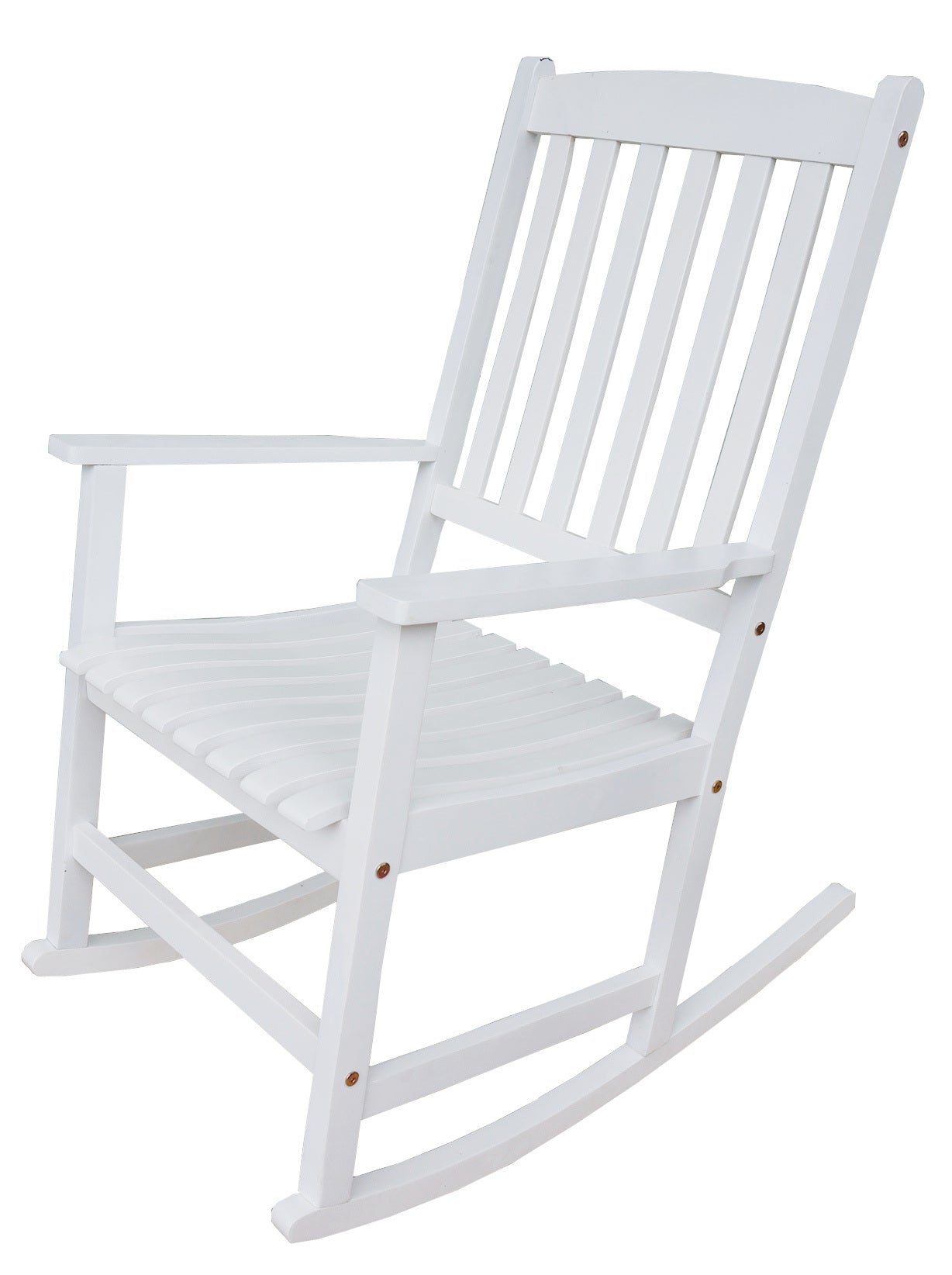 BTEXPERT Slatted Wooden Furniture Rocking Chair Garden Deck Porch Rocker, White, Indoor Outdoor