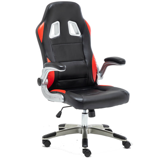 Ergonomic Swivel Adjustable Lumbar Support Tilt Executive Gaming Chair Black Red