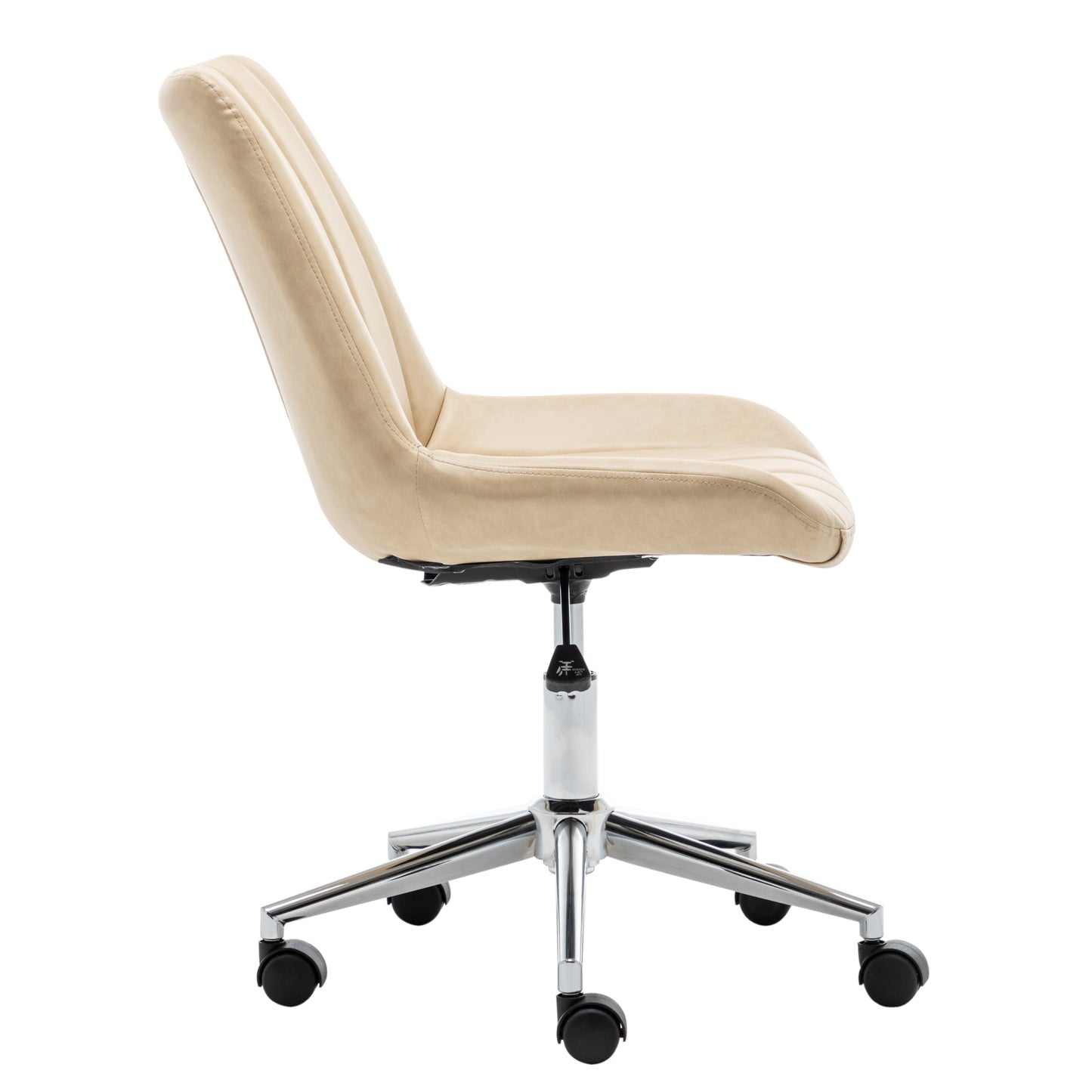 Home Office Desk Faux Leather Adjustable Beige Leisure Chrome Base Swivel Chair