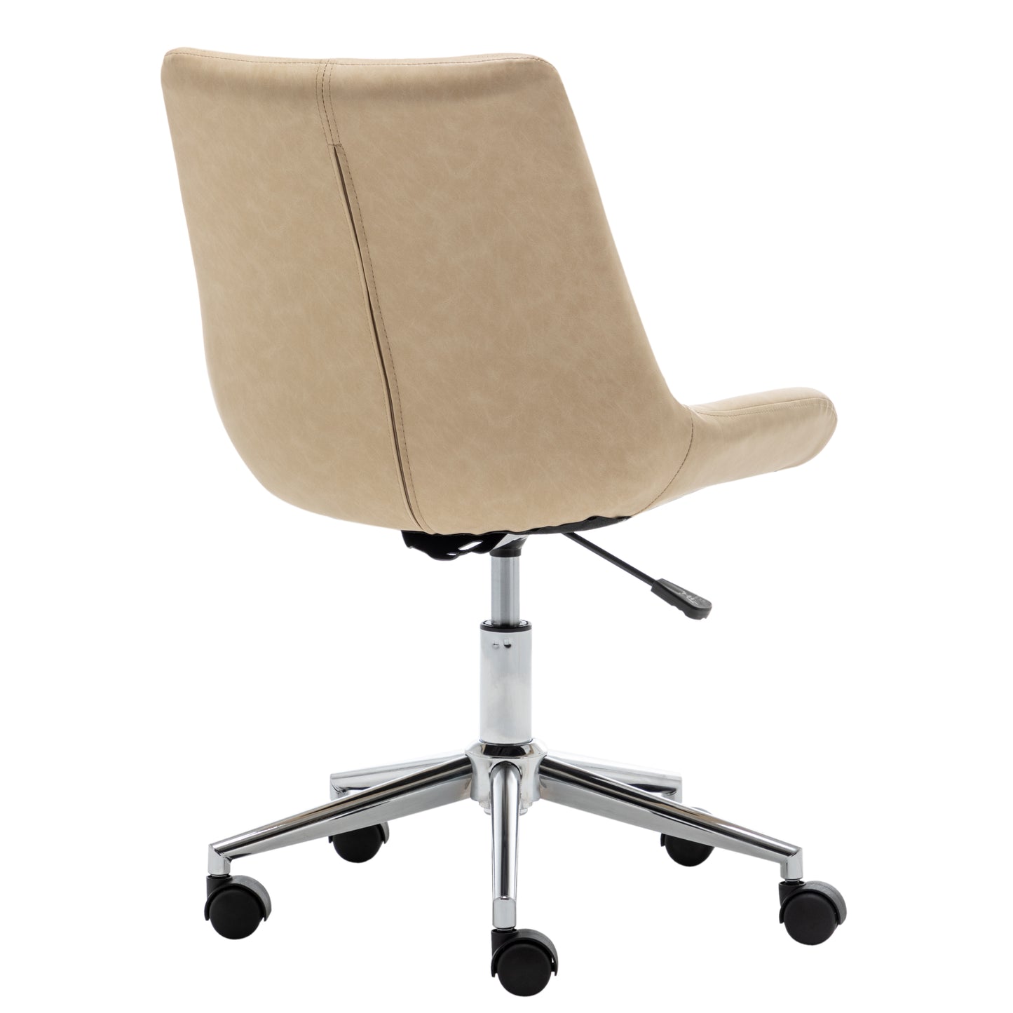Home Office Desk Faux Leather Adjustable Beige Leisure Chrome Base Swivel Chair