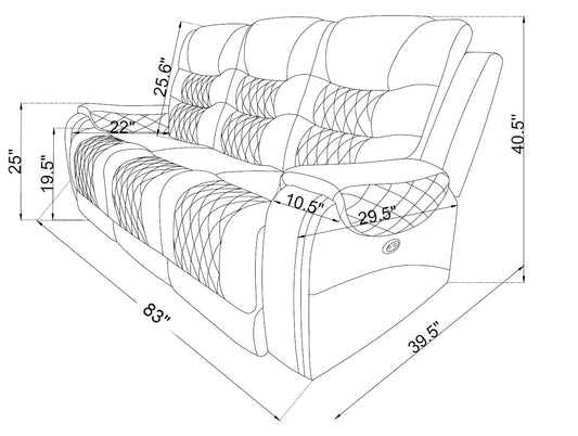 BTExpert Power Motion 3-Seater Recliner Sofa, USB, Two-Tone Brown Top Grain Leather