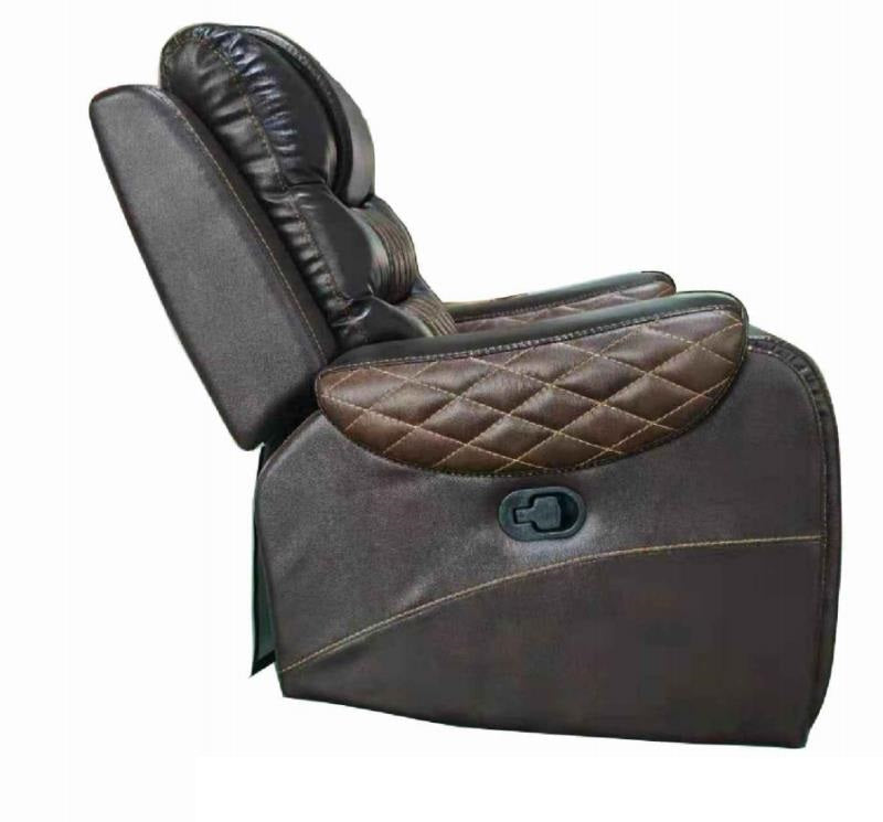 BTExpert Power Motion Recliner Chair with USB, Electric Recliner, Two-Tone Brown Top Grain Leather