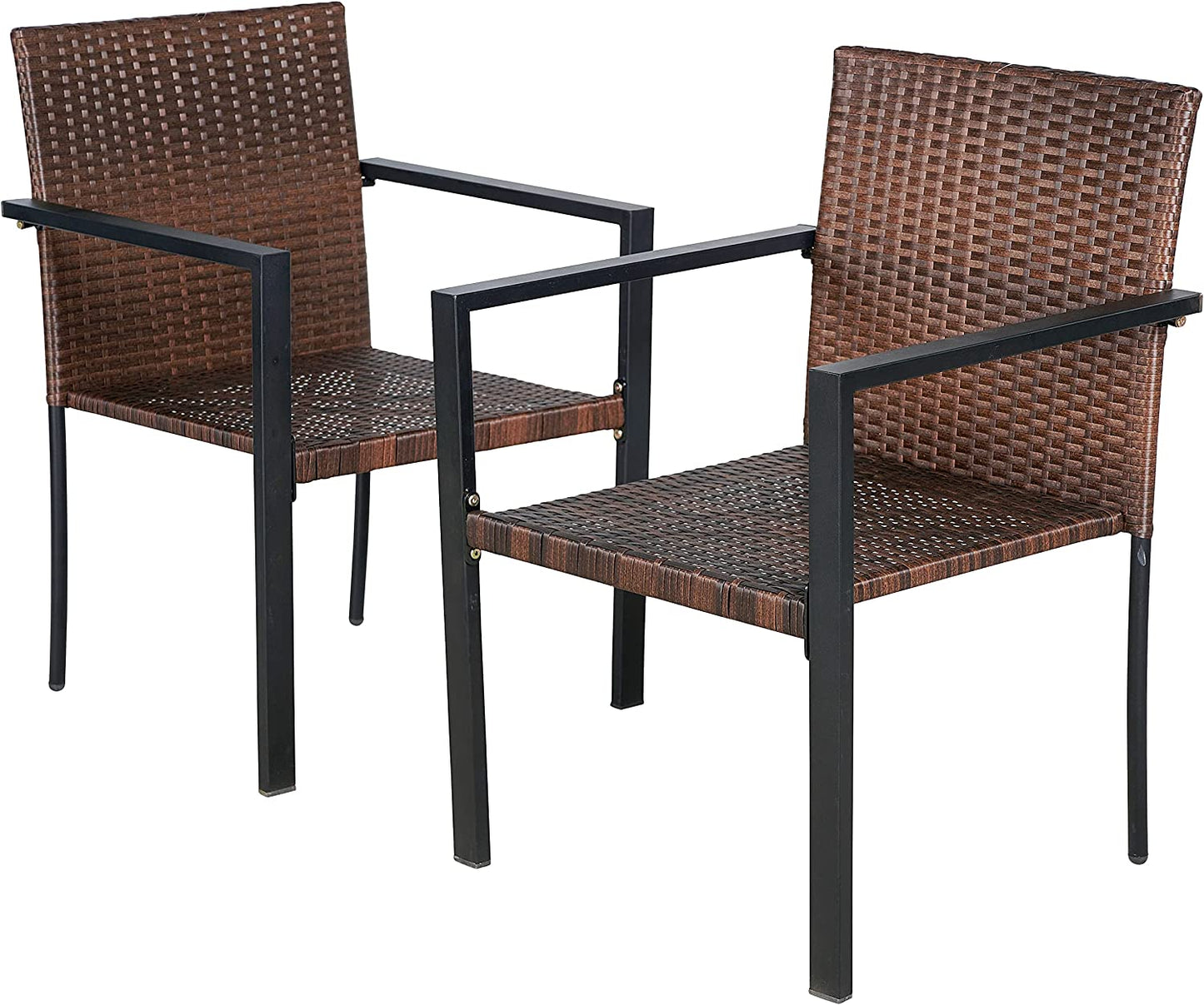 BTExpert Dark Brown Patio Outdoor Furniture Conversation Wicker Bistro Chairs - Set of 2