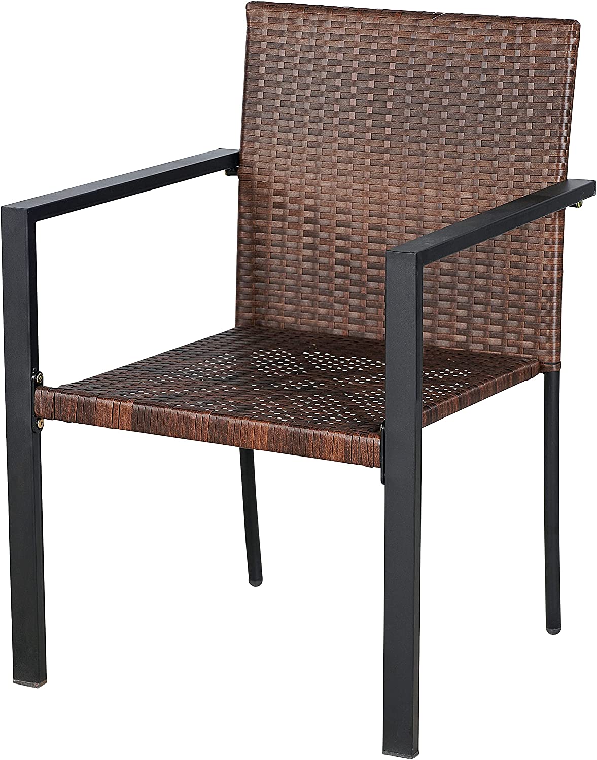 BTExpert Dark Brown Patio Outdoor Furniture Conversation Wicker Bistro Chairs - Set of 2