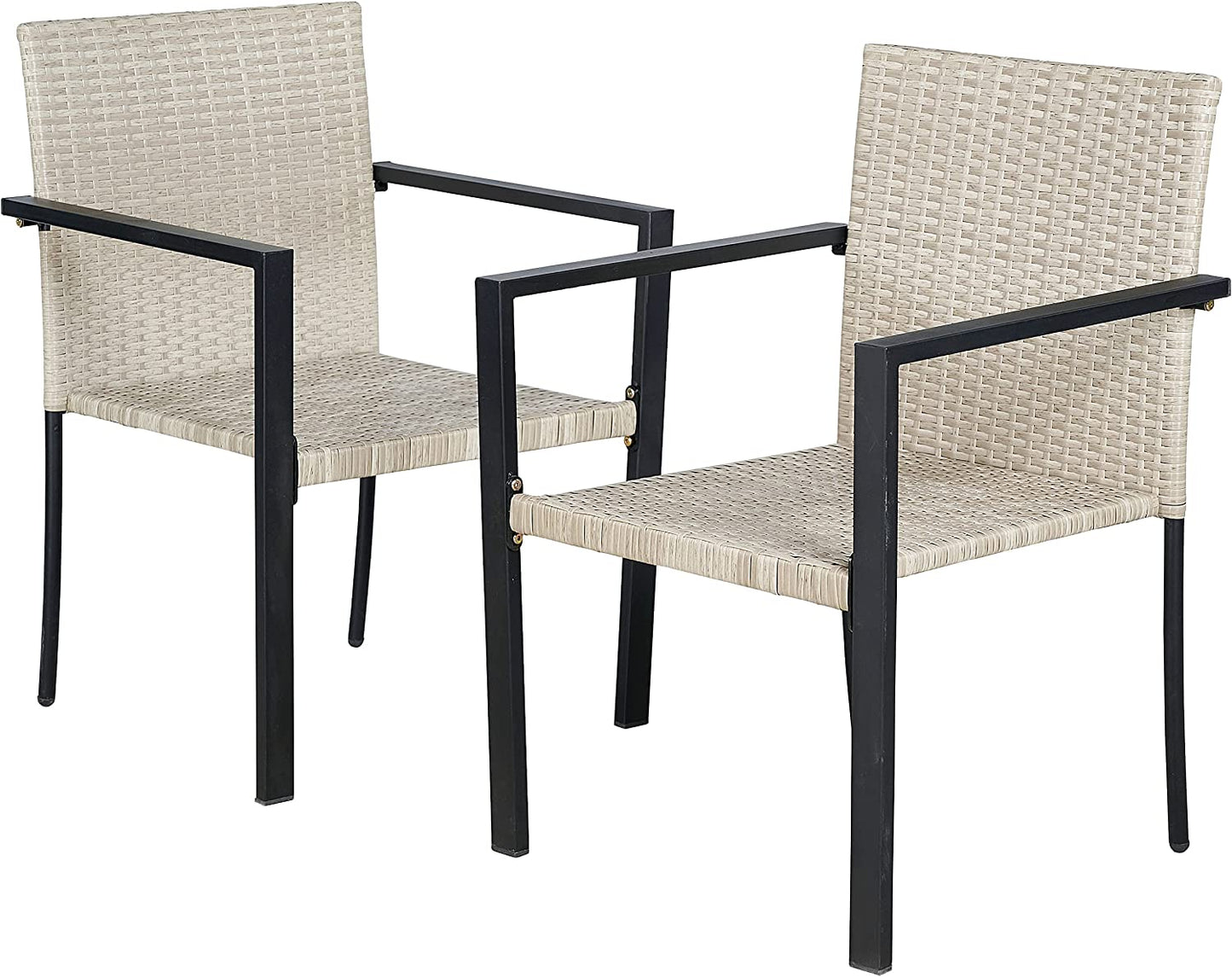 BTExpert Patio Outdoor Furniture Conversation Set with 2 Wicker Bistro Chairs - Set Of 2