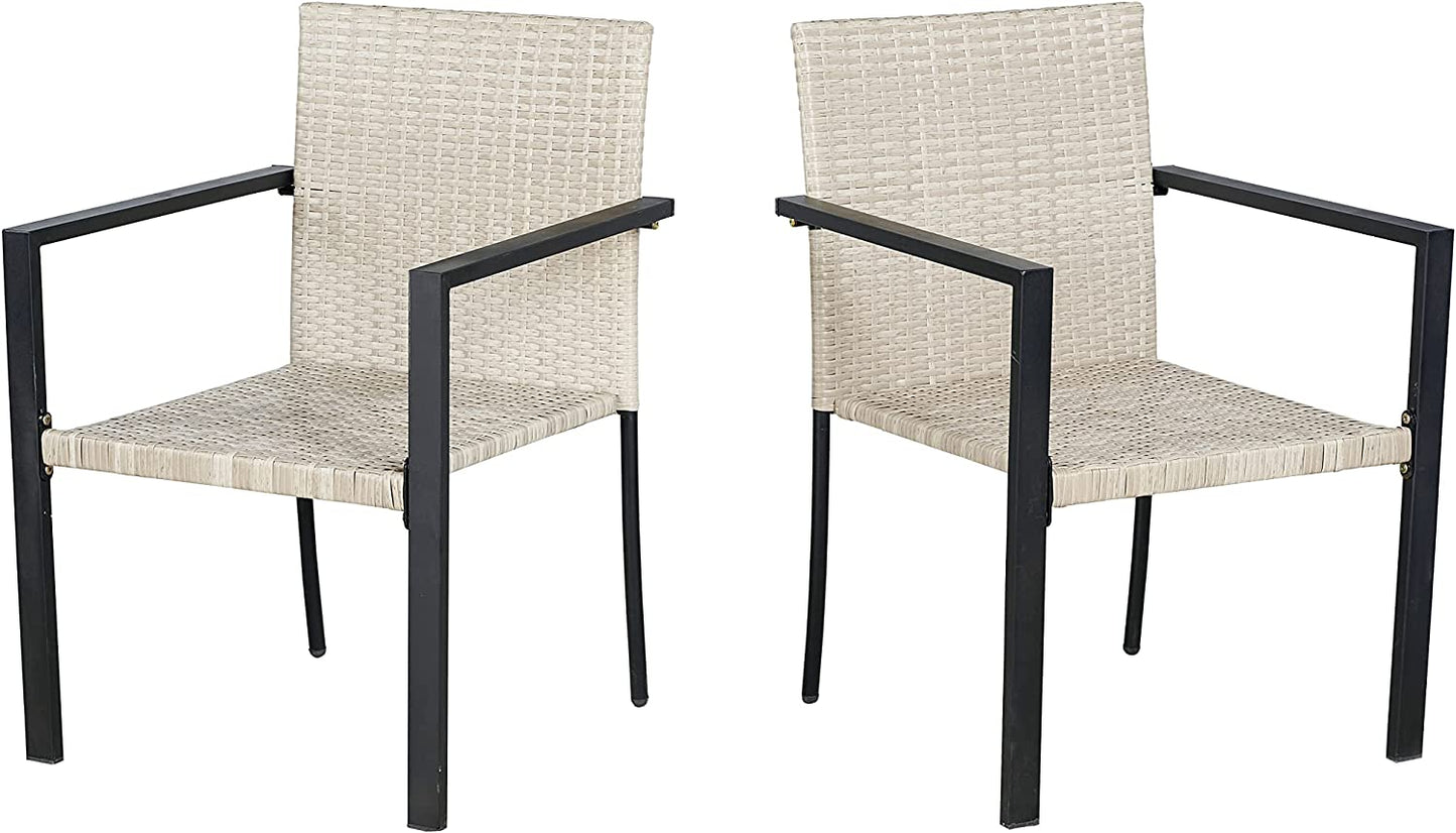 BTExpert Patio Outdoor Furniture Conversation Set with 2 Wicker Bistro Chairs - Set Of 2
