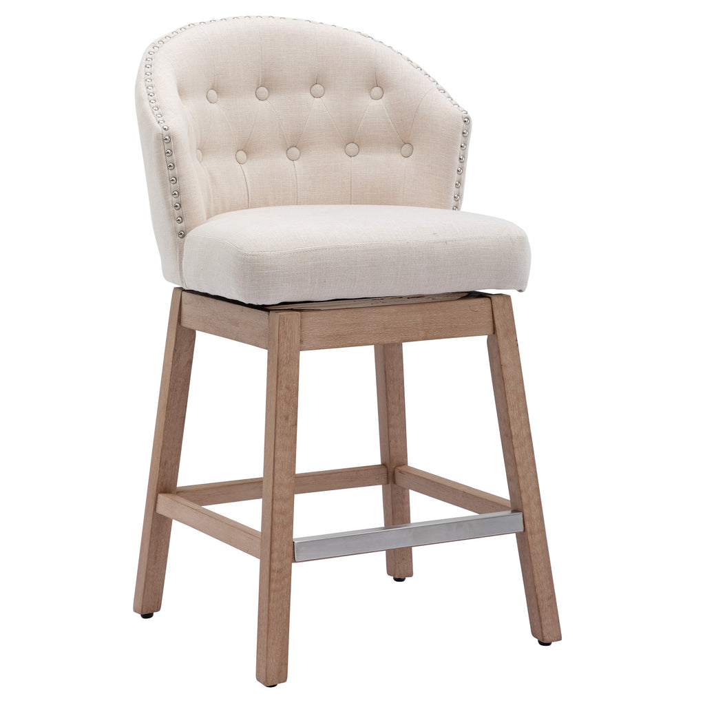 BTEXPERT Padded beige linen Wingback Dining Bar Stools 26" High Diamon