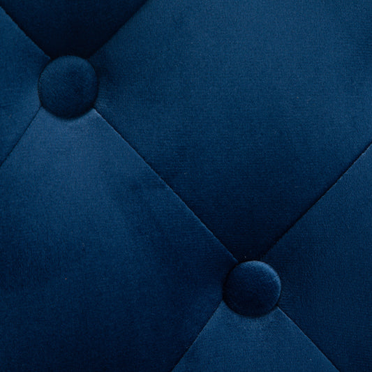 BTExpert 25" High Back Blue Velvet Tufted Bar Chairs with Gold Nailhead Trim - Set of 2