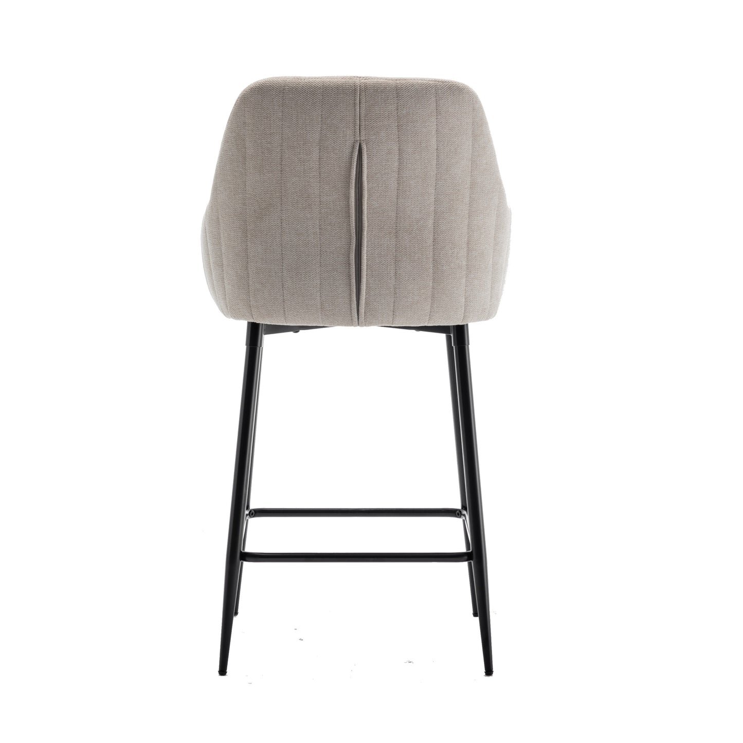 BTExpert Premium upholstered Dining 25" High Back Stool Bar Chairs, Beige fabric Barstools - Set of 2