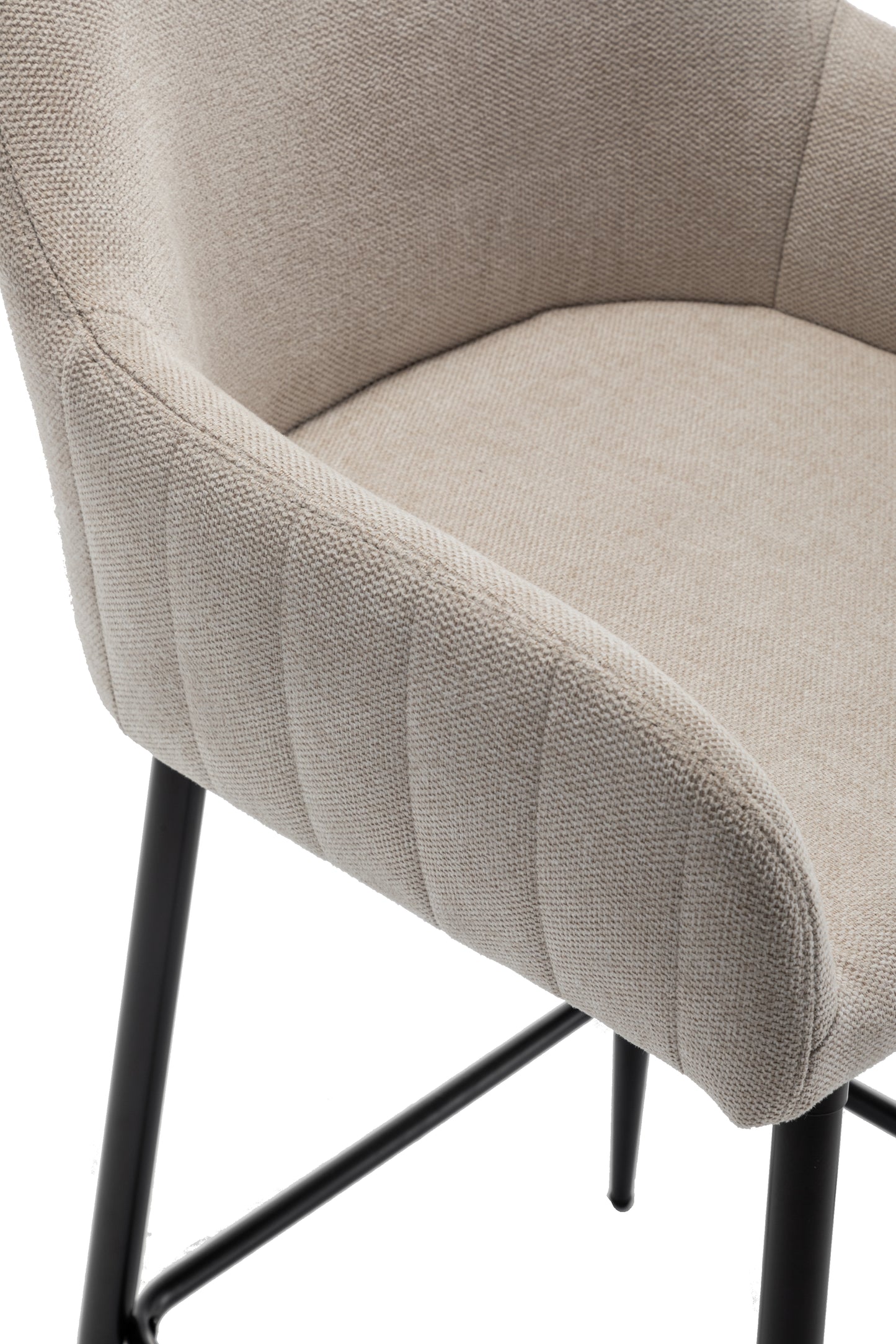 BTExpert Premium upholstered Dining 25" High Back Stool Bar Chairs, Beige fabric Barstools - Set of 2