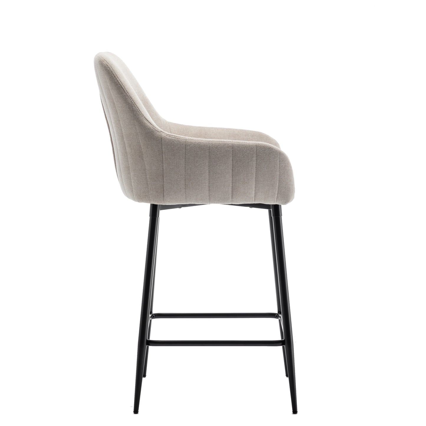 BTExpert Premium upholstered Dining 25" High Back Stool Bar Chairs, Beige fabric Barstools - Set of 2