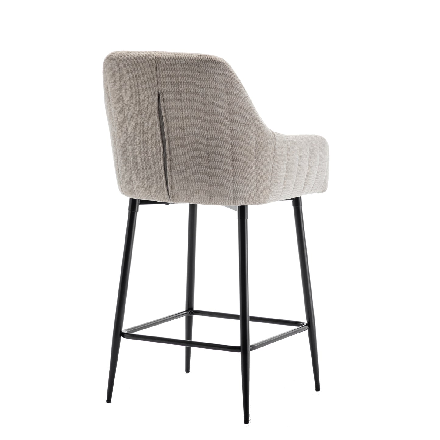 BTExpert Premium upholstered Dining 25" High Back Stool Bar Chairs, Beige fabric Barstools - Set of 2