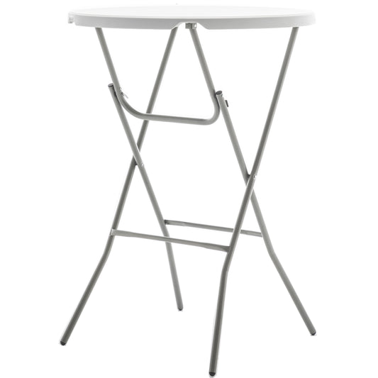 BTExpert 32" Round 43" Bar Height White Granite Folding Table, Portable for Commercial, Dining, Outdoor