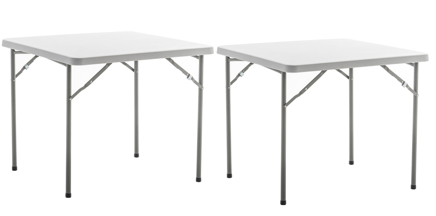 BTExpert 34" Square Granite White Plastic Folding Table Portable for home indoor outdoor lightweight - Set of 5