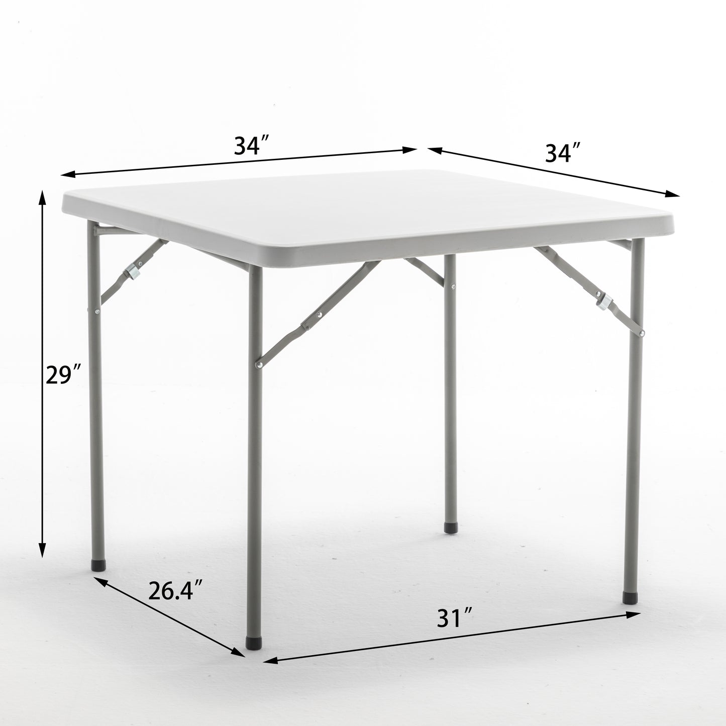 BTExpert 34" Square Granite White Plastic Folding Table for Games, Parties, Indoor Outdoor lightweight