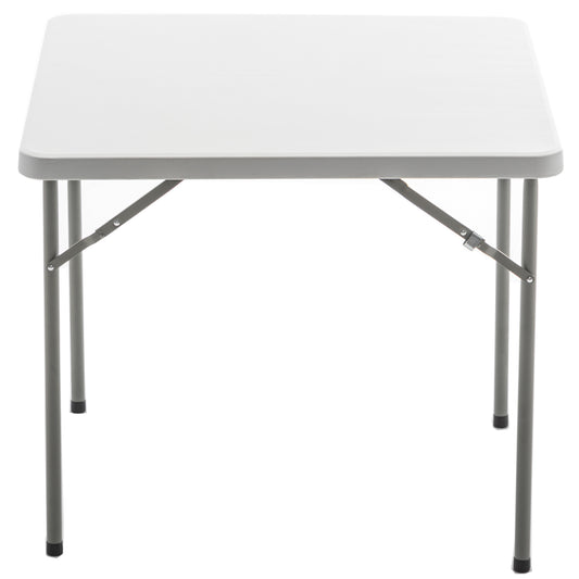 BTExpert 34" Square Granite White Plastic Folding Table for Games, Parties, Indoor Outdoor lightweight