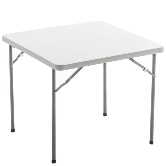 BTExpert 34" Square Granite White Plastic Folding Table for Games, Parties, Indoor Outdoor lightweight