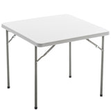 BTExpert 34" Square Granite White Plastic Folding Table card board games nights party indoor outdoor lightweight