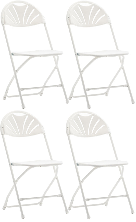 BTExpert White Plastic Folding Chair, Steel Frame, High Capacity, Lightweight, for Event, Wedding, Party - Set of 4