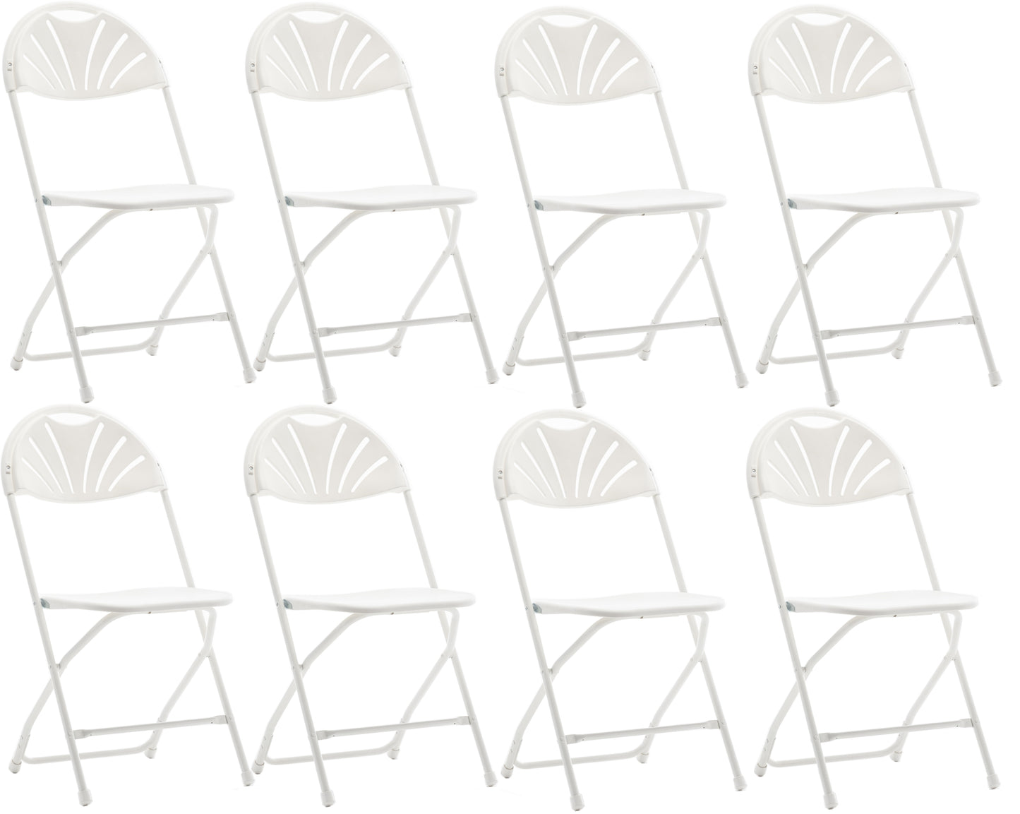 BTExpert White Plastic Folding Chair, Steel Frame, High Capacity, Lightweight, for Event, Wedding, Party - Set of 8