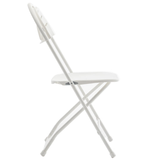 BTExpert White Plastic Folding Chair, Steel Frame, High Capacity, Lightweight for Event, Wedding, Party