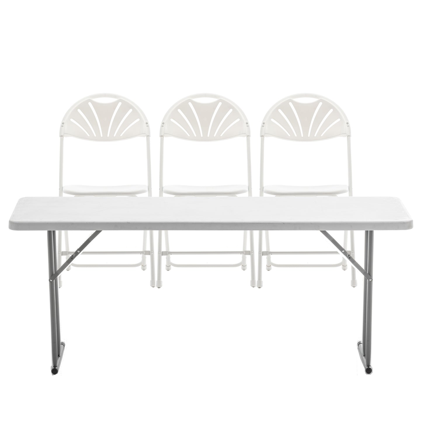 BTExpert White Plastic Folding Chair, Steel Frame, High Capacity, Lightweight, for Event, Wedding, Party - Set of 8