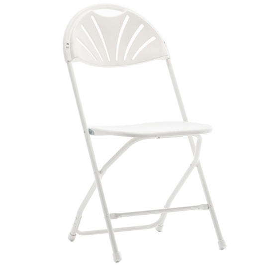 BTExpert White Plastic Folding Chair, Steel Frame, High Capacity, Lightweight, for Event, Wedding, Party - Set of 8