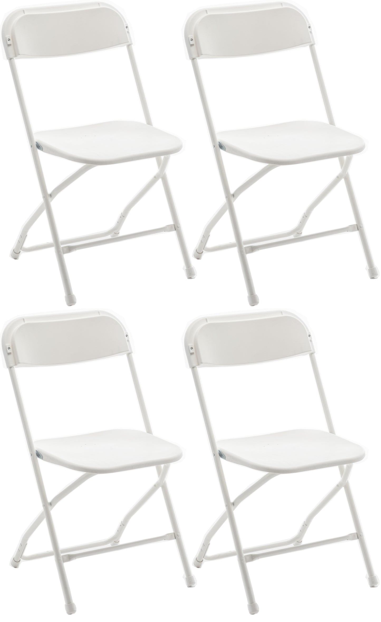 White Plastic Folding Chair, Steel Frame, High Capacity, Lightweight for Office, Wedding, Party, Picnic, Dining, School - Set of 4