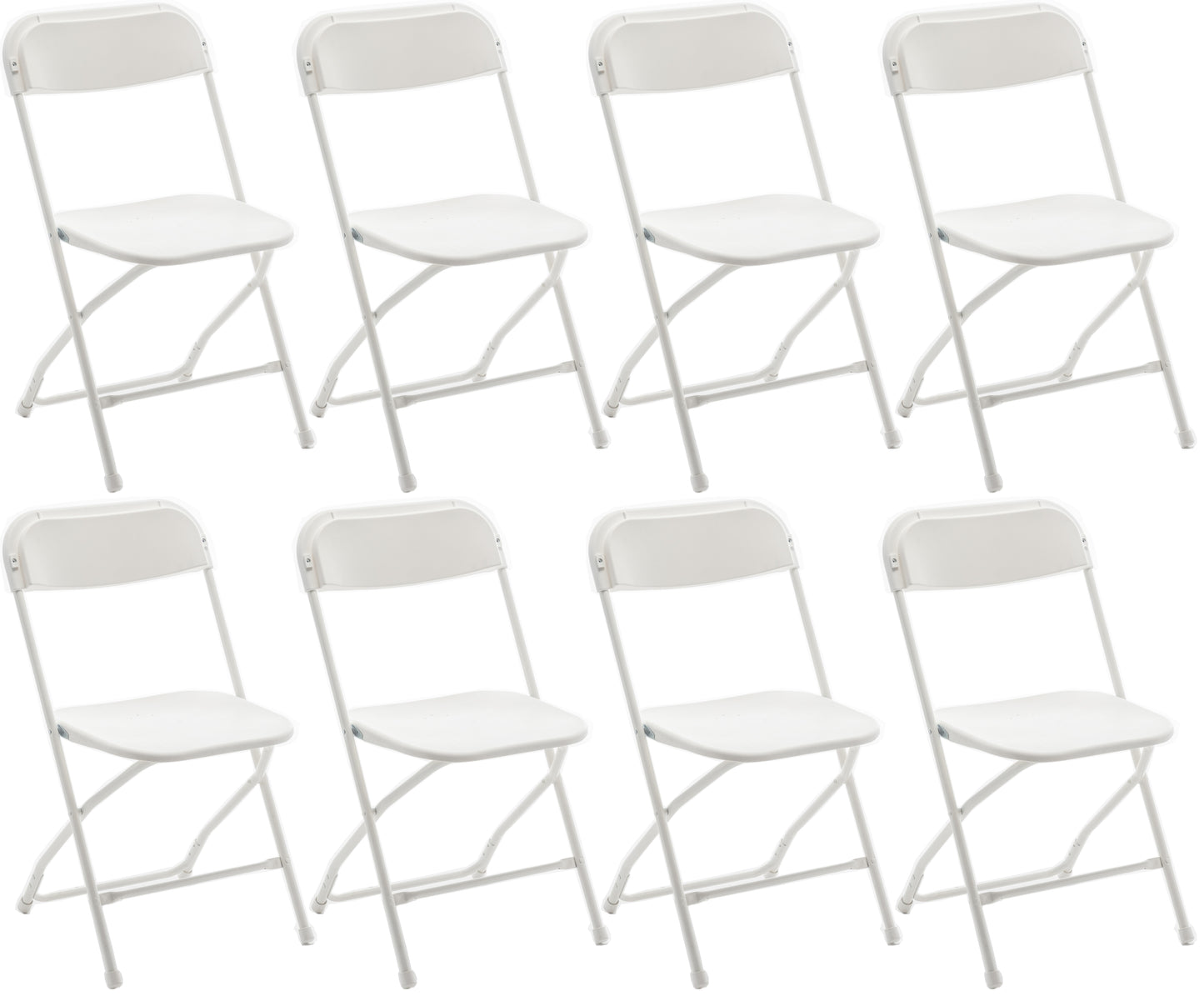 White Plastic Folding Chair, Steel Frame, High Capacity, Lightweight for Office, Wedding, Party, Picnic, Dining, School - Set of 8
