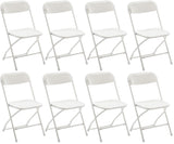 White Plastic Folding Chair, Steel Frame, High Capacity, Lightweight for Office, Wedding, Party, Picnic, Dining, School - Set of 8