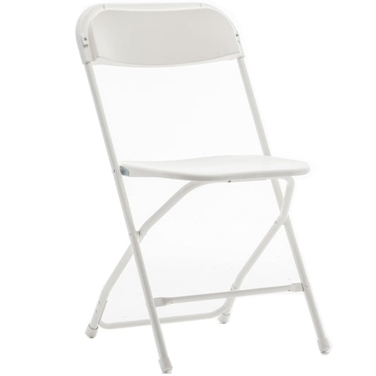 White Plastic Folding Chair, Steel Frame, High Capacity, Lightweight for Office, Wedding, Party, Picnic, Dining, School - Set of 6
