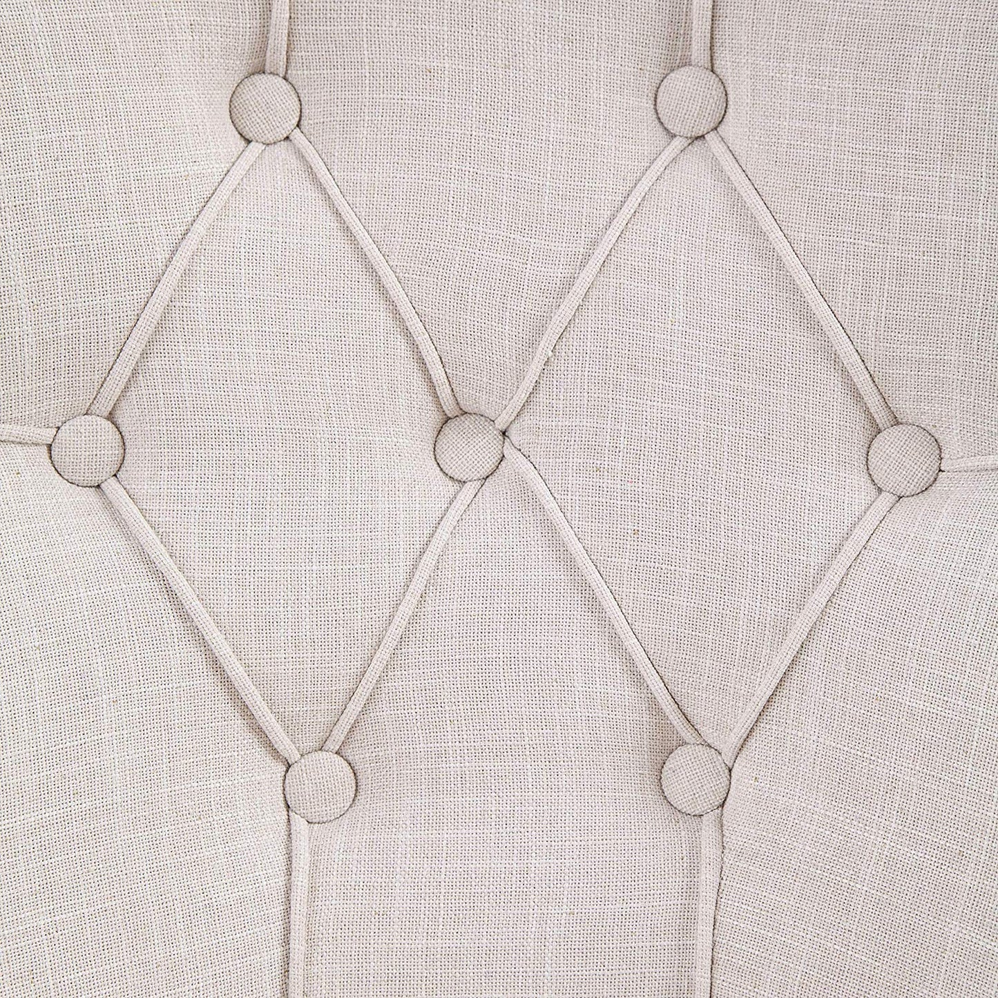 BTExpert High Back Tufted Parsons Dining Room Set of Chairs Nail Trim Linen Beige