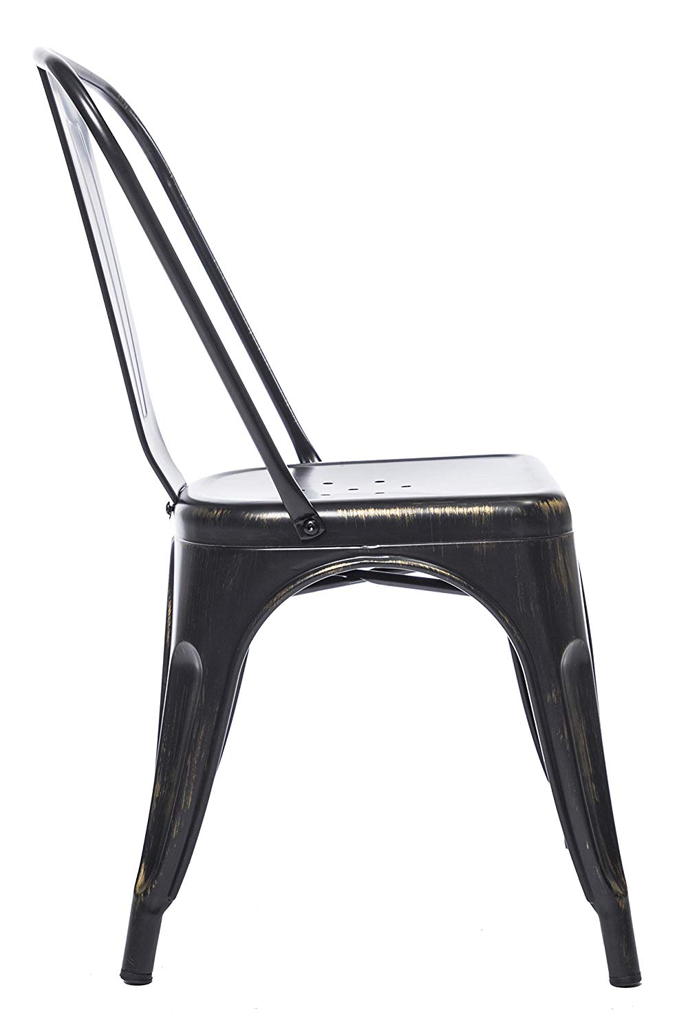 BTExpert Golden Black Distressed Metal Stackable Bistro Dining Chairs - Set of 4
