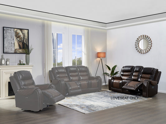 BTExpert Top Grain Leather Manual Recliner Loveseat