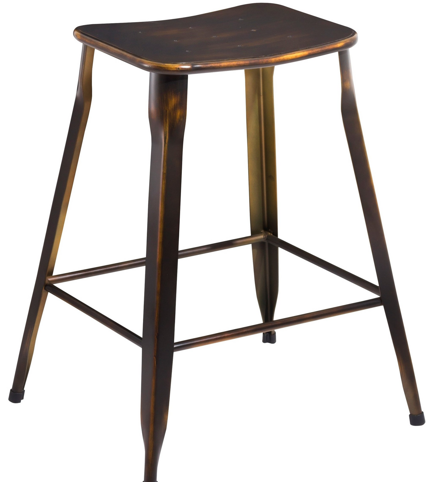 24" Industrial Metal Antique Distressed Copper Slim Counter Bar Stool - Set of 4
