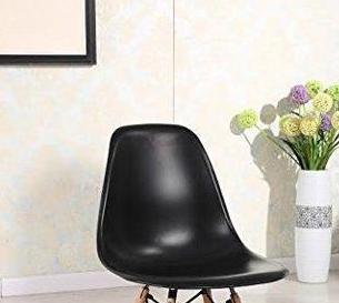 Eiffel Natural Wood Legs Dining Side Chair Black DSW - Set of 2