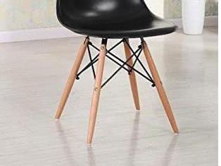 Eiffel Natural Wood Legs Dining Side Chair Black DSW - Set of 2