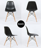 Eiffel Natural Wood Legs Dining Side Chair Black DSW - Set of 4