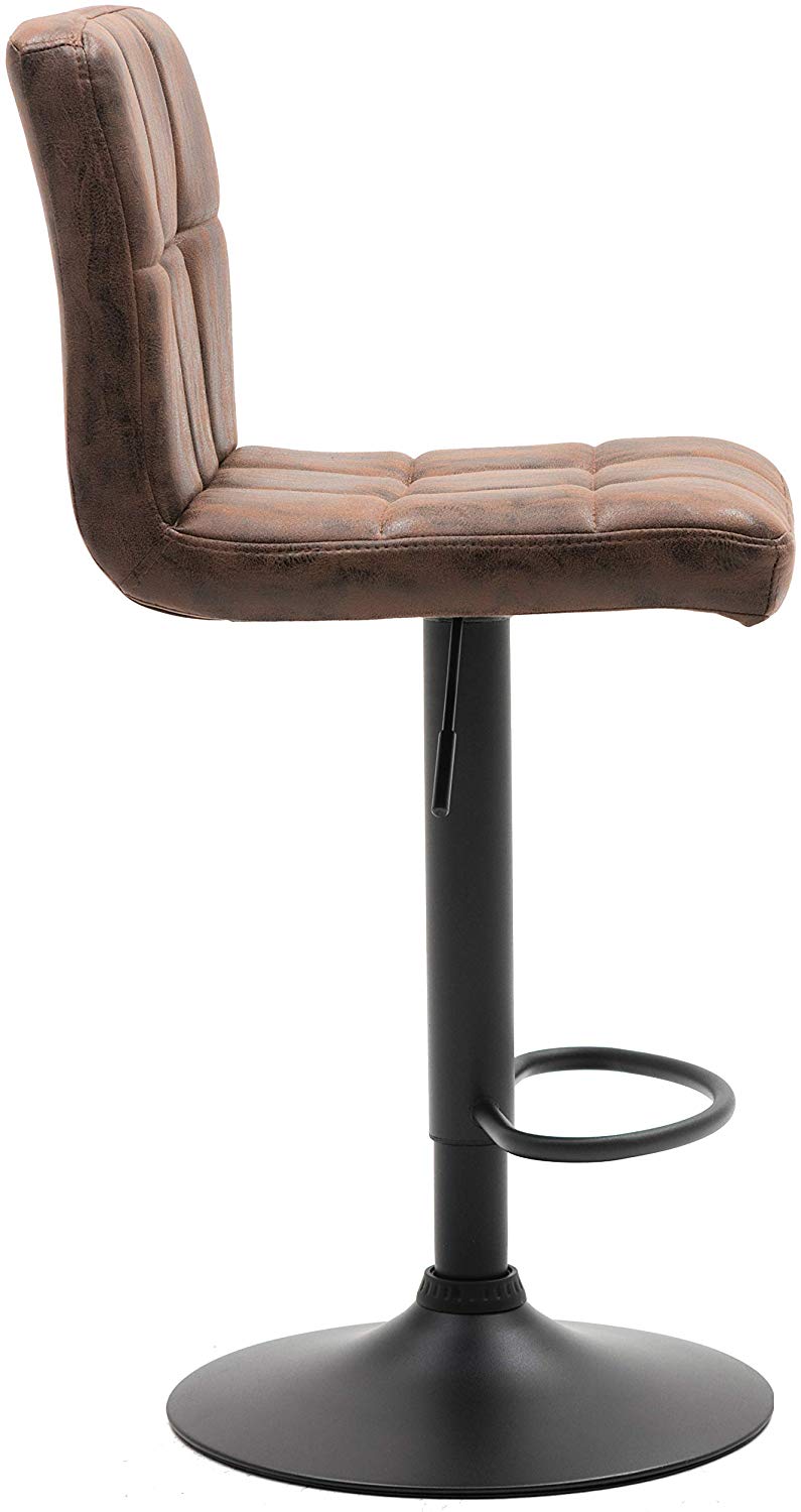 BTExpert Adjustable Industrial Metal Swivel Vintage Brown Rustic Dining Barstool Chair - Set of 2