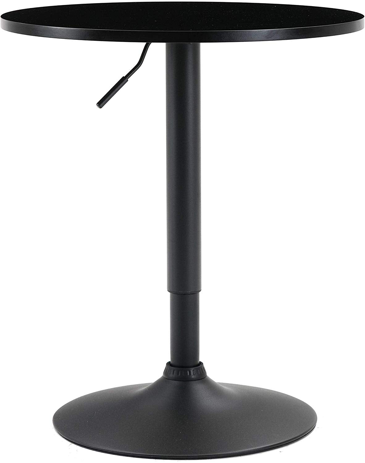 BTExpert Industrial Adjustable 27-36" Metal Bar Table, Swivel 23.8" Round MDF Wood Top, Black Base