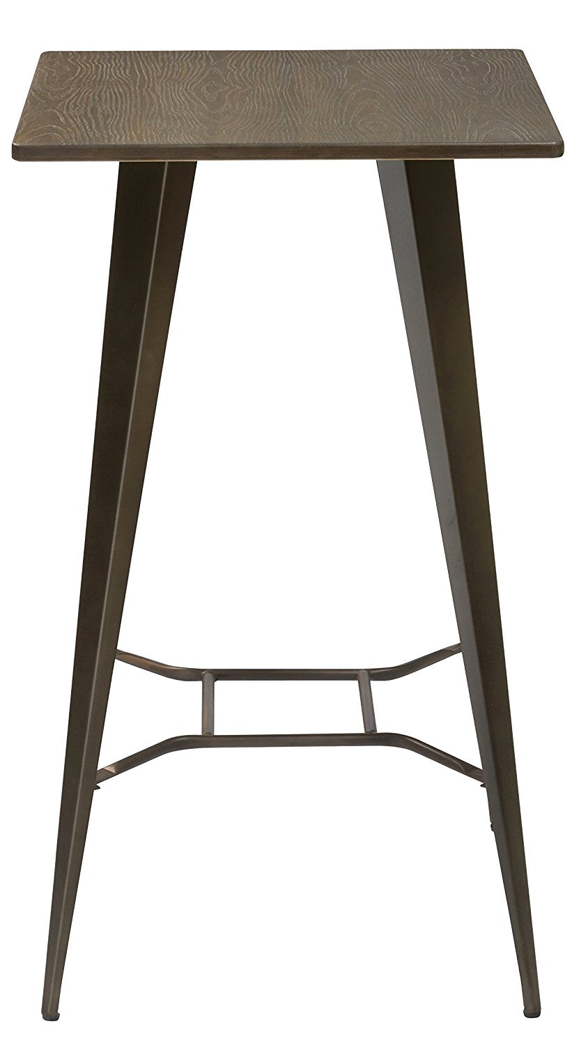 Industrial Antique Distressed Bronze Rustic Metal Dining Pub Bar Table Wood Top