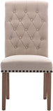 BTExpert Tufted High Back Accent Upholstered Dining Room Chair Wood Nail Trim Linen Beige