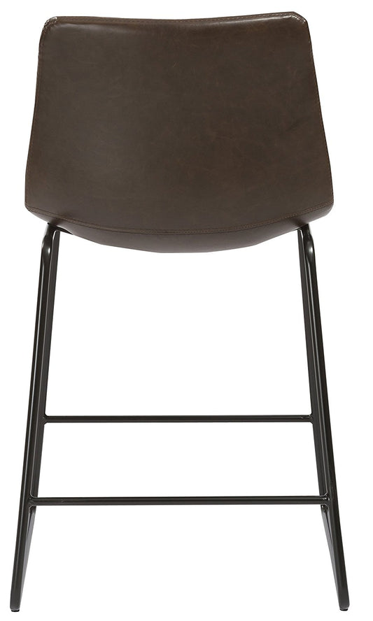 Leather Upholstery Counterheight Stool Chairs, Brown Rustic Style - Set of 2