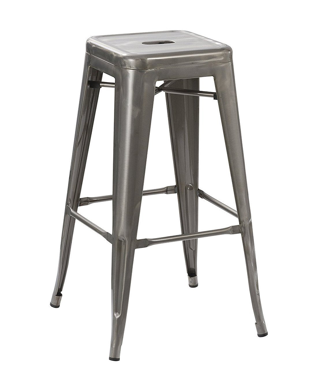 Steel Stackable Industrial Distressed Gunmetal Steel BarStool - Set of 2