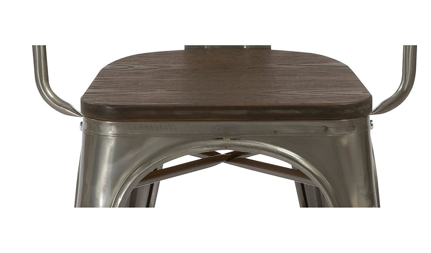 Industrial Gunmetal Rustic Distressed Restaurant Dining Arm Chairs - Set of 2