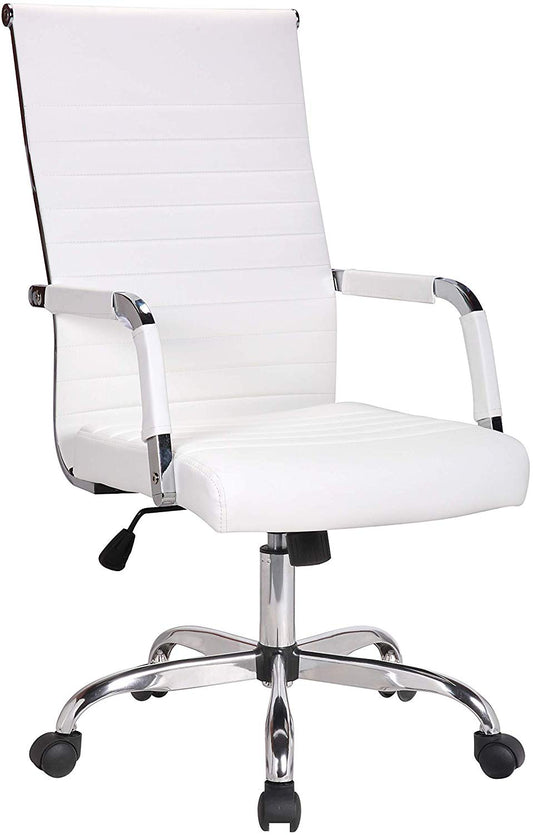 BTExpert Ergonomic High Back PU Leather Swivel Manager Chair, White