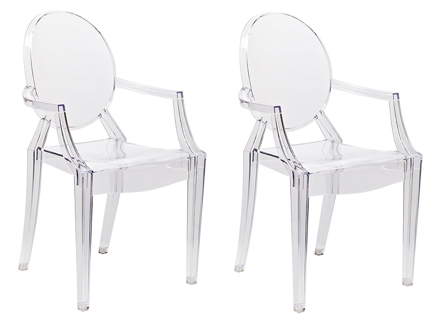 Pair of Accent Transparent Dining Chair armless Clear See Through (set of two)